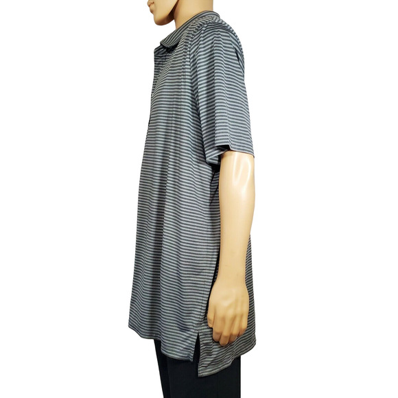 RLX Mens XXL Golf Polo Shirt Black Gray Striped Polyester Elastane Wicking EUC - Picture 2 of 5